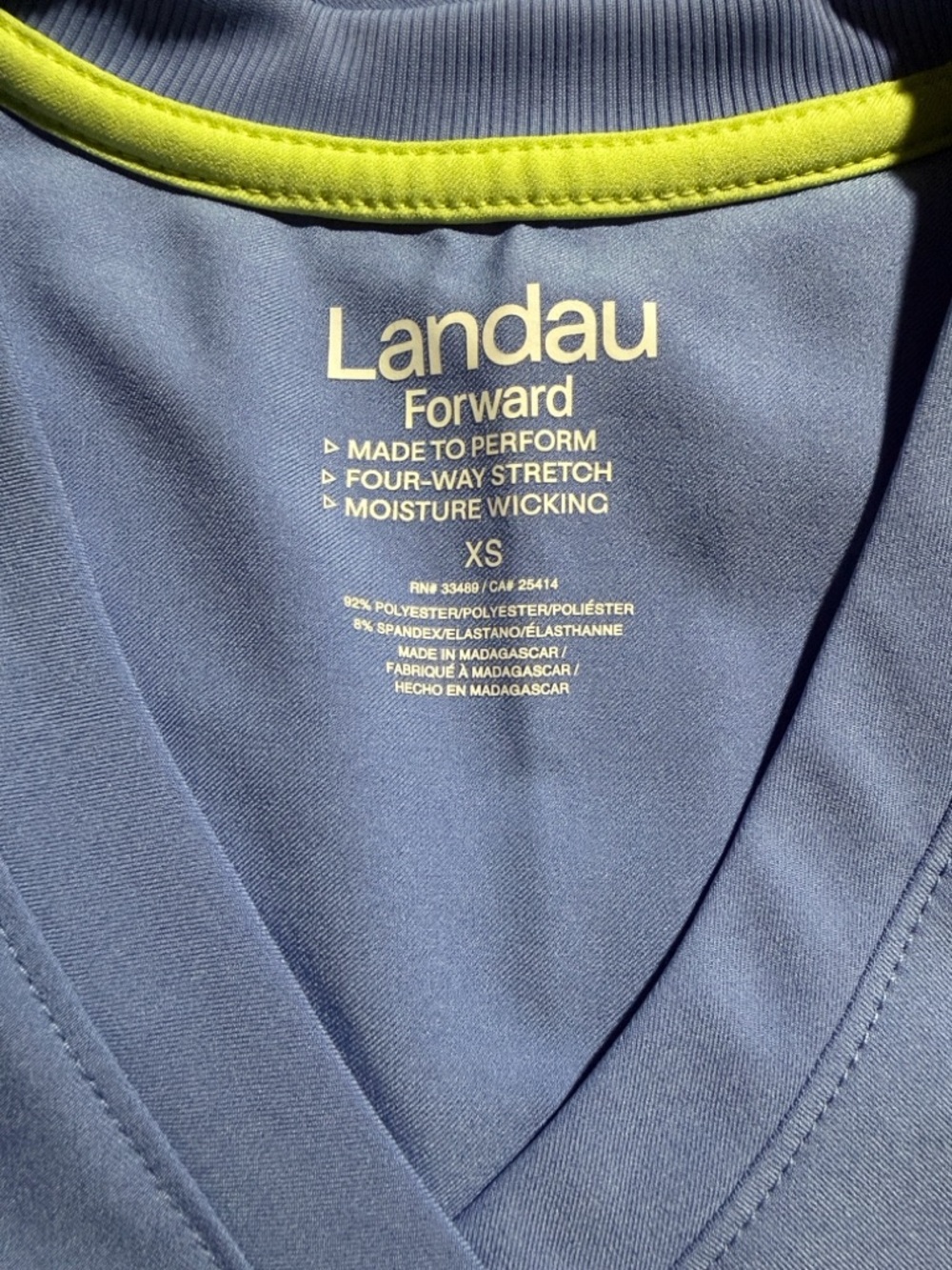 Landau Forward V-Neck Scrub Top and bottoms in Ceil Blue